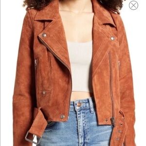 Blank NYC BlankNYC Suede Leather Moto jacket Sedona Rust Brown Size L Large